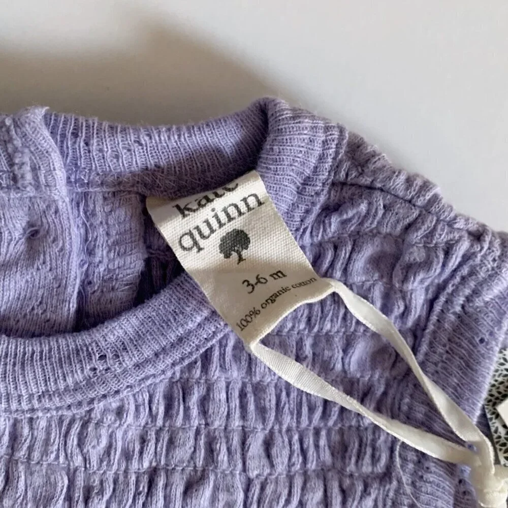 Kate Quinn Organics Pointelle Smocked Bodysuit 3-6 Months